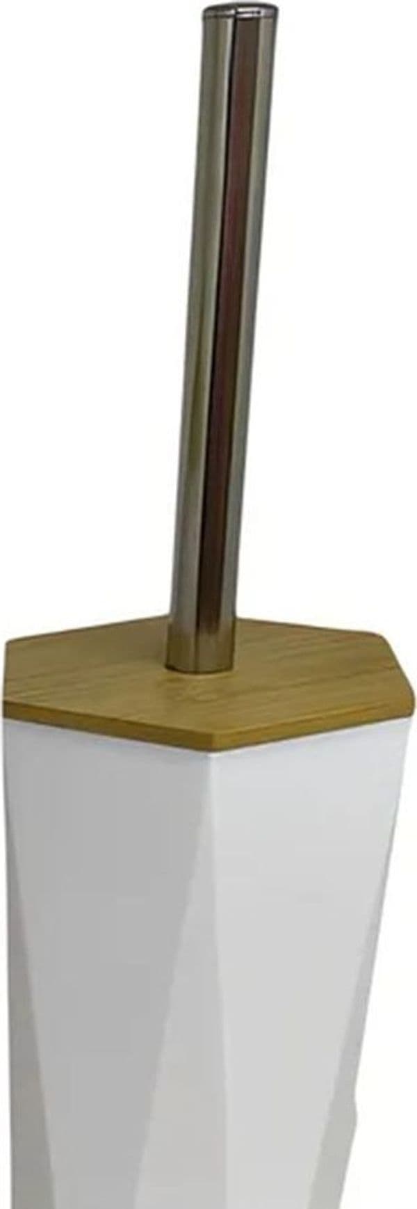 PORTA SCOPINO ESAGONALE GEOMETRICO BIANCO LEGNO CON SCOPETTINO SPAZZOLONE WC BAGNO 10839 in Scopini e porta scopini Trade Shop italia - Napoli, commercioVirtuoso.it