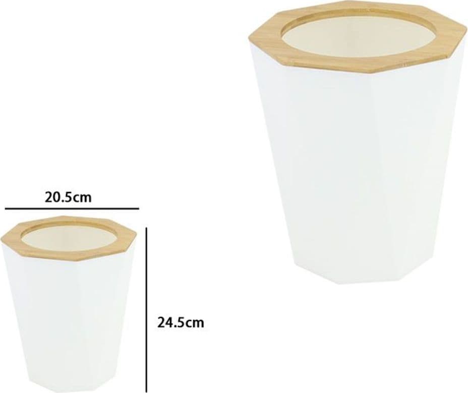 PATTUMIERA CESTINO SPAZZATURA A CILINDRO ESAGONALE GEOMETRICO BIANCO LEGNO DA BAGNO 10840 in Pattumiere da bagno Trade Shop italia - Napoli, commercioVirtuoso.it