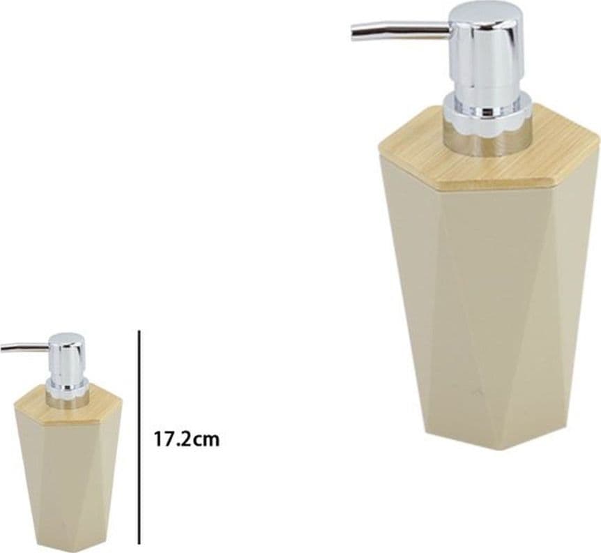 DISPENSER SAPONE LIQUIDO A CILINDRO ESAGONALE GEOMETRICO BEIGE LEGNO DA BAGNO 10841 in Dosatori per sapone liquido Trade Shop italia - Napoli, commercioVirtuoso.it