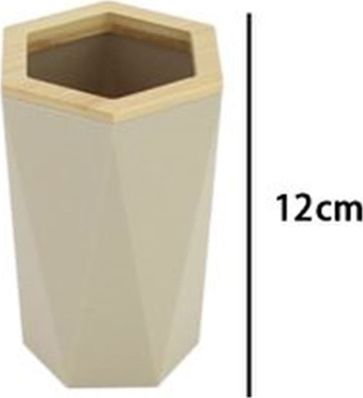 BICCHIERE PORTA SPAZZOLINI A CILINDRO ESAGONALE GEOMETRICO BEIGE LEGNO DA BAGNO 10842 in Porta spazzolini Trade Shop italia - Napoli, commercioVirtuoso.it