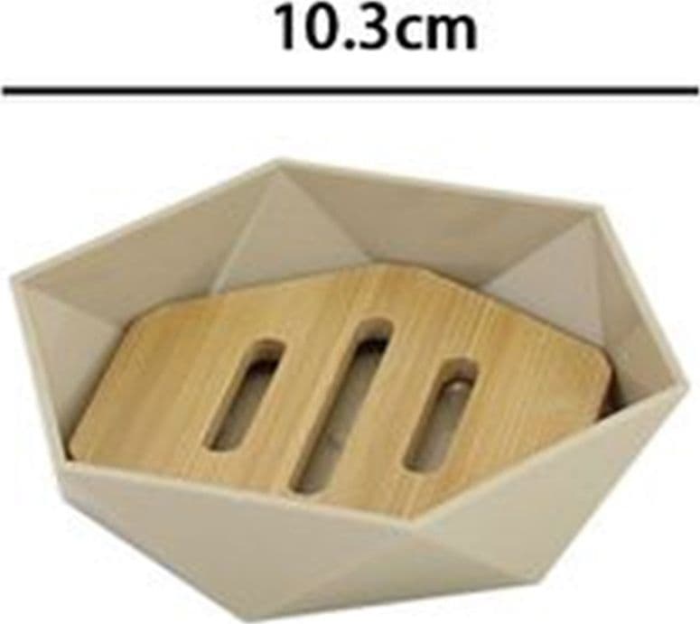 PIATTINO PORTA SAPONE SAPONETTA FORMA ESAGONALE GEOMETRICO BEIGE LEGNO DA BAGNO 10843 in Portasapone Trade Shop italia - Napoli, commercioVirtuoso.it