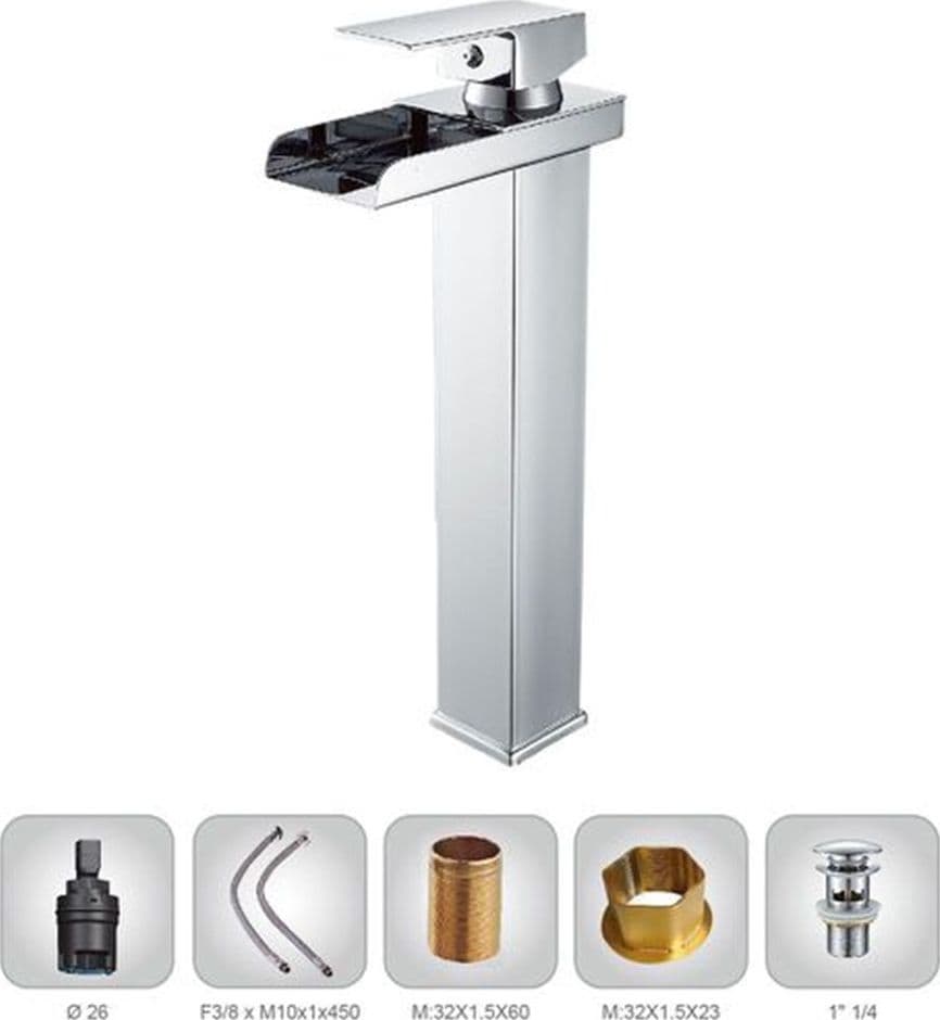 RUBINETTO MISCELATORE PER LAVABO BAGNO A CASCATA CON PILETTA ACCIAIO CROMATO 87397 in Rubinetti per lavandini bagno Trade Shop italia - Napoli, commercioVirtuoso.it
