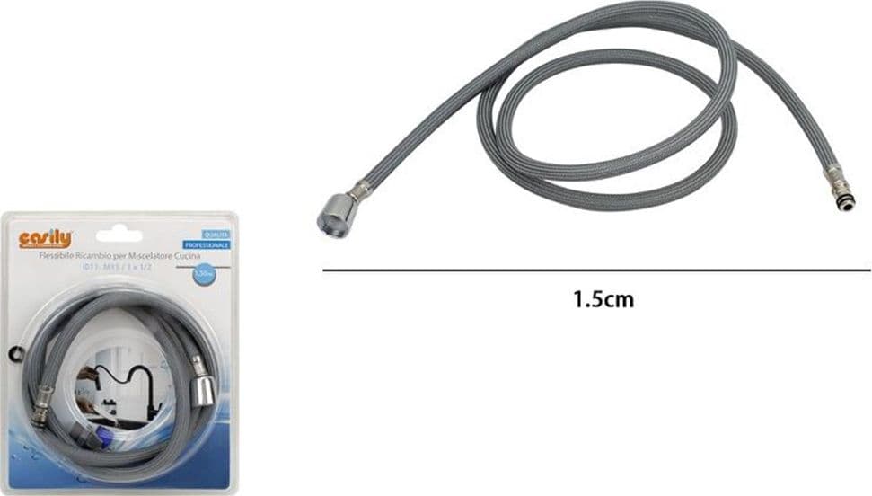 TUBO FLESSIBILE DI RICAMBIO PER DOCCETTA ESTRAIBILE MISCELATORE CUCINA GRIGIO 1.5MT 79351 in Flessibili doccia Trade Shop italia - Napoli, commercioVirtuoso.it