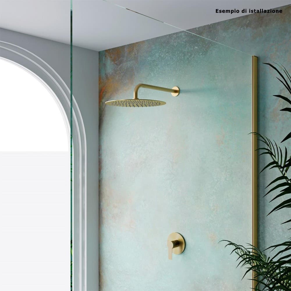SOFFIONE DOCCIA ULTRA SLIM ROTONDO Ø25CM ORO SATINATO ATTACCO UNIVERSALE ½ BAGNO 87884 in Docce fisse Trade Shop italia - Napoli, commercioVirtuoso.it