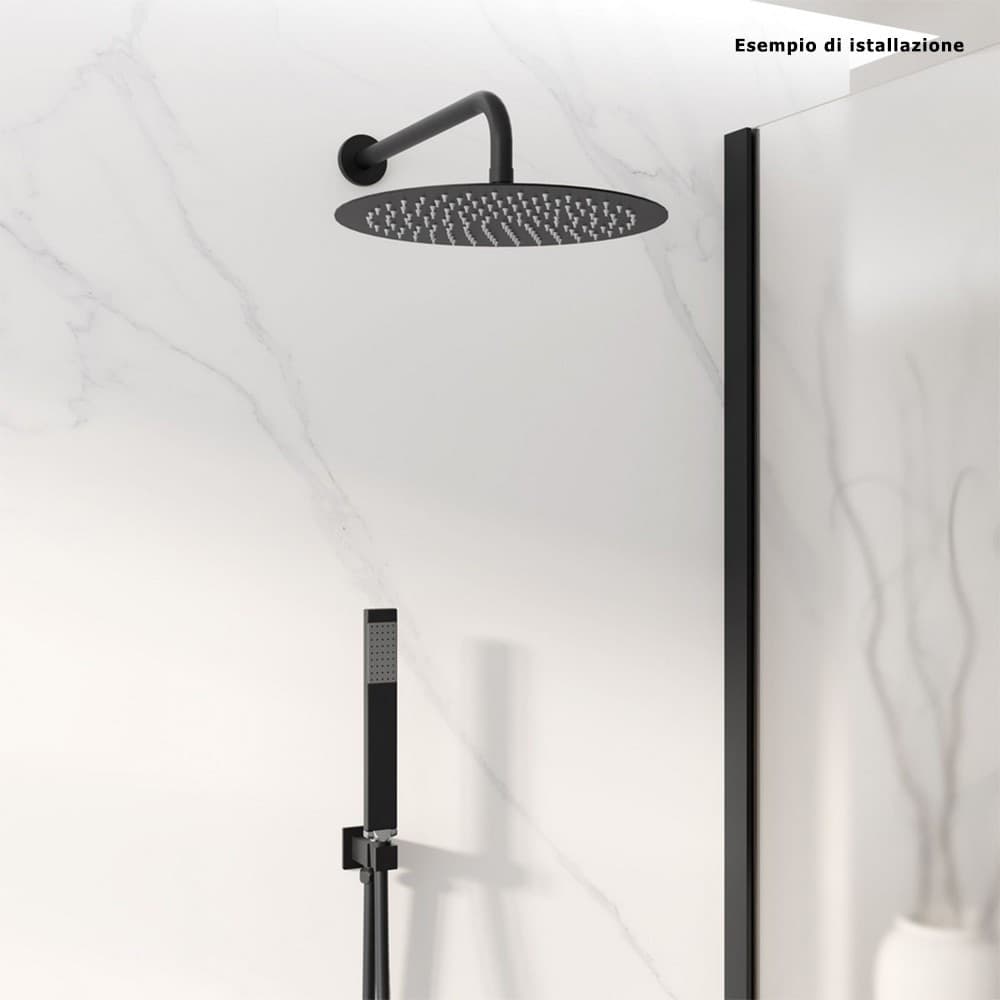 SOFFIONE DOCCIA ULTRA SLIM ROTONDO Ø25CM NERO ATTACCO UNIVERSALE ½ BAGNO MISCELATORE 87885 in Docce fisse Trade Shop italia - Napoli, commercioVirtuoso.it