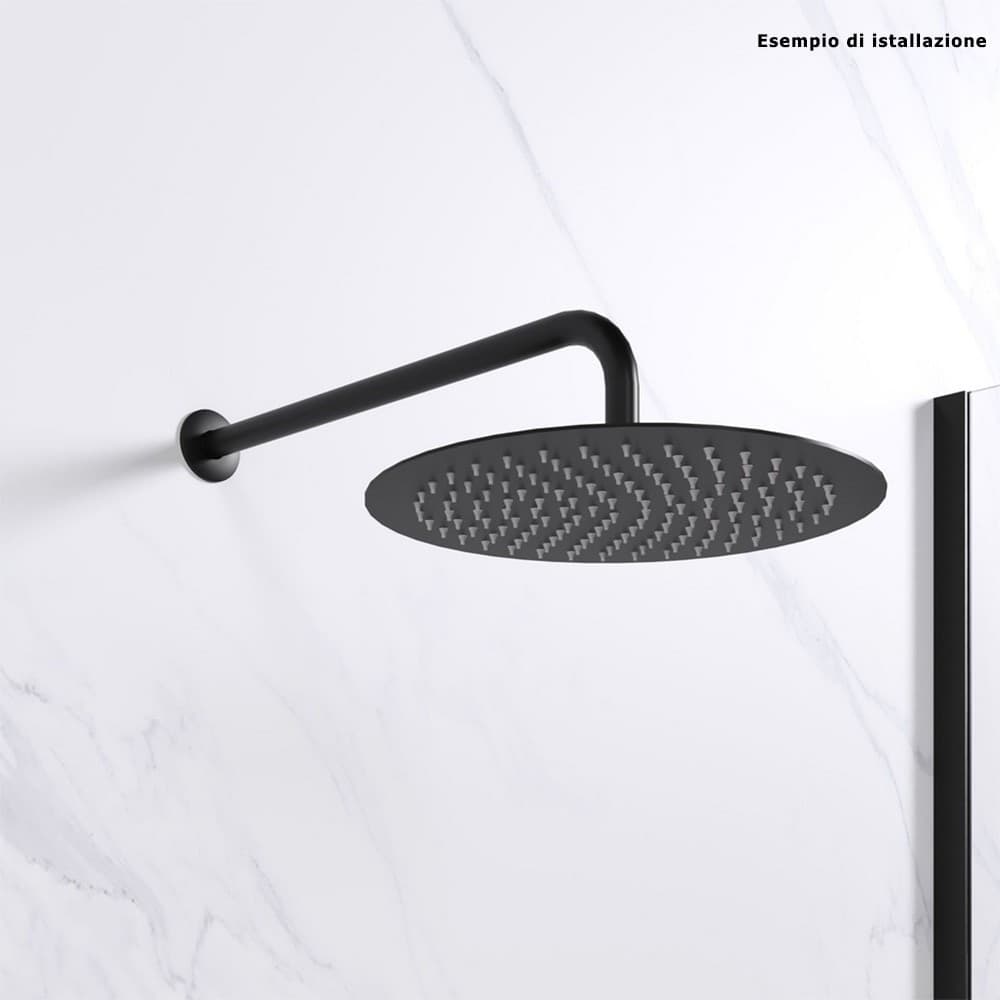 SOFFIONE DOCCIA ULTRA SLIM ROTONDO Ø25CM NERO ATTACCO UNIVERSALE ½ BAGNO MISCELATORE 87885 in Docce fisse Trade Shop italia - Napoli, commercioVirtuoso.it