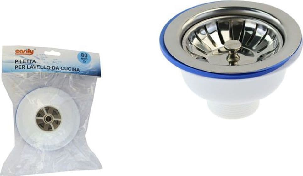 PILETTA BASKET DI SCARICO UNIVERSALE PER LAVELLO DA CUCINA ⌀80MM IN ACCIAIO PLASTICA 79350 in Tappi Trade Shop italia - Napoli, commercioVirtuoso.it