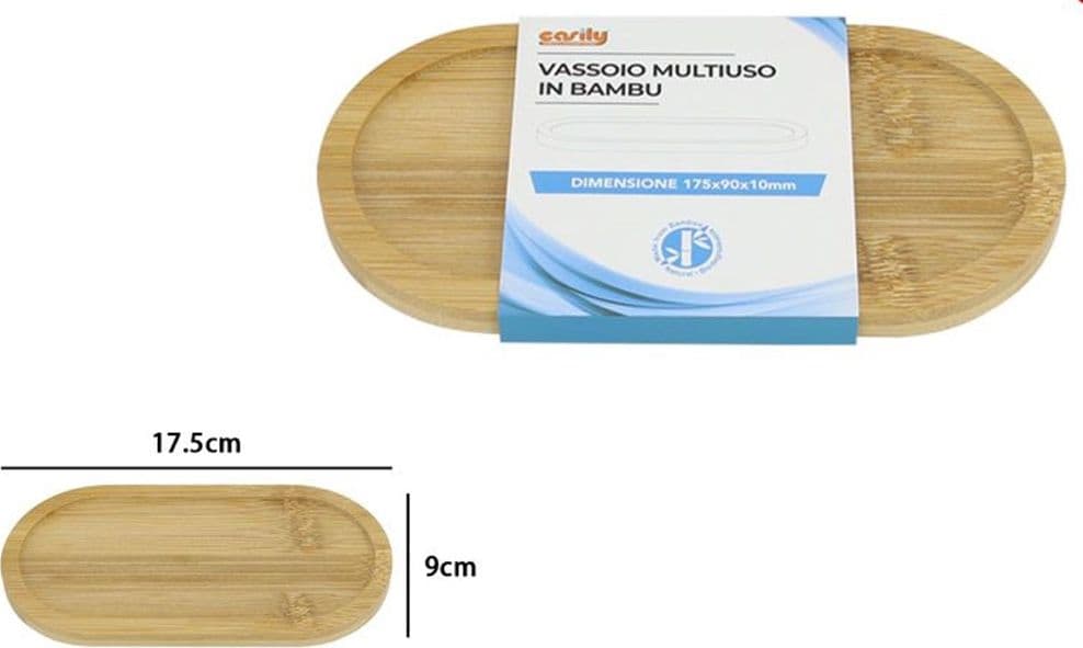 VASSOIO MULTIUSO IN BAMBÙ DECORATIVO ORGANIZER OVALE PER CUCINA BAGNO 17.5X9CM 10851 in Vassoi da toletta Trade Shop italia - Napoli, commercioVirtuoso.it