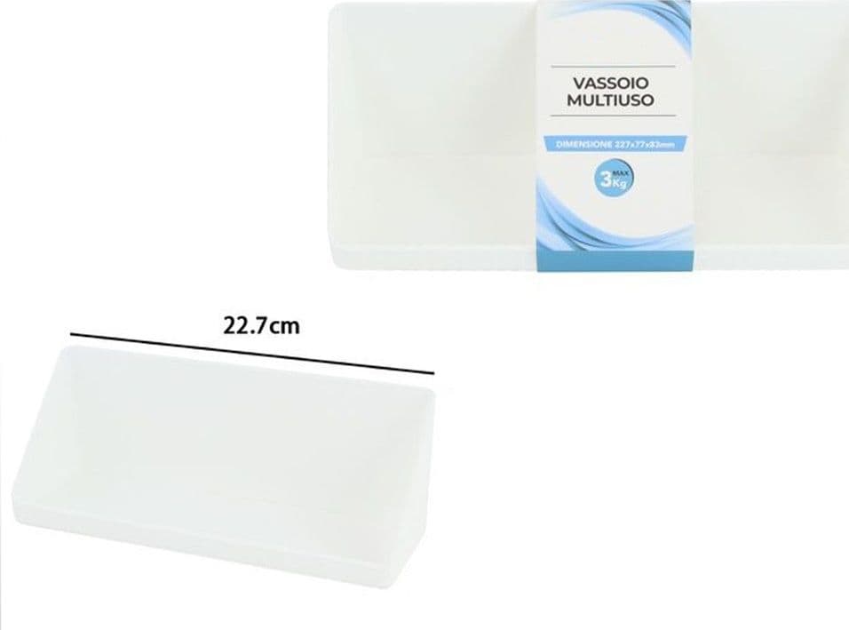 VASSOIO MULTIUSO ARMADIETTO ORGANIZZATORE ACCESSORI BAGNO TRUCCO BIANCO 227X77X83MM 10854 in Portasapone Trade Shop italia - Napoli, commercioVirtuoso.it