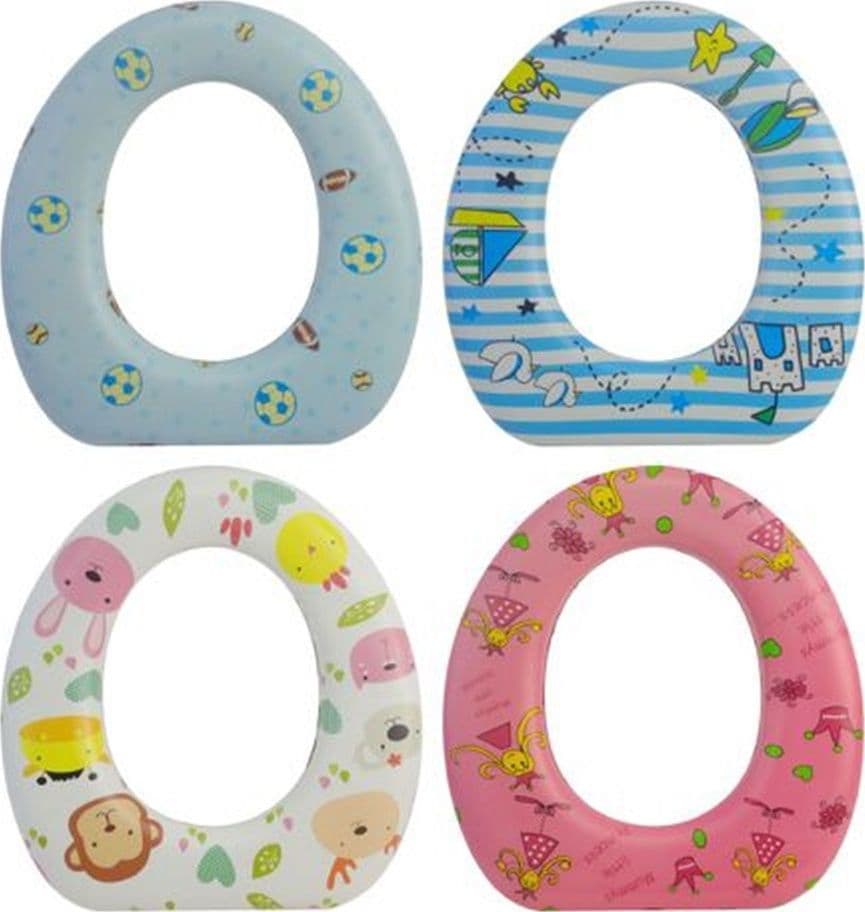 RIDUTTORE SEDILE SEGGIOLINO PER WC MORBIDO PER BAMBINI CON 4 MOTIVI A FANTASIA 59781
