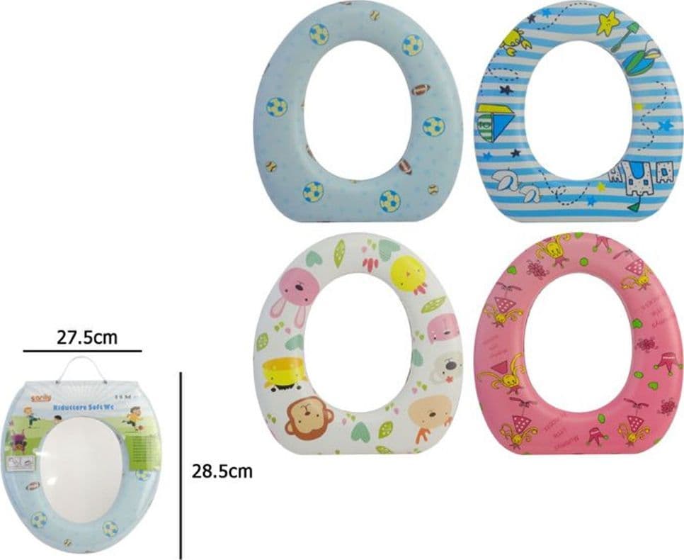 RIDUTTORE SEDILE SEGGIOLINO PER WC MORBIDO PER BAMBINI CON 4 MOTIVI A FANTASIA 59781 in Riduttori per WC Trade Shop italia - Napoli, commercioVirtuoso.it