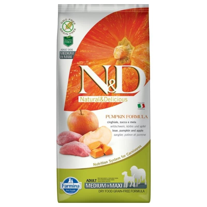 Farmina N&D Pumpkin mangime secco Cani Adulti Medium Maxi cinghiale e mela in Secco 101 Market - Poggibonsi, commercioVirtuoso.it