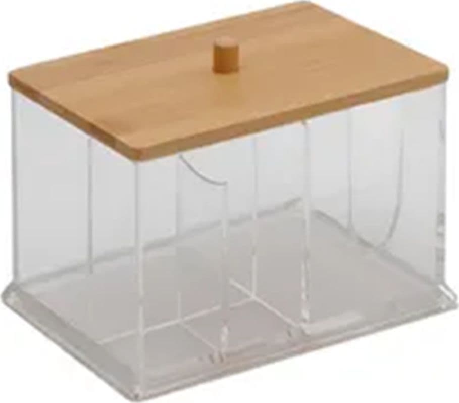 ORGANIZER PER COSMETICI TOELETTA A SCOMPARTI TRASPARENTE CON COPERCHIO IN LEGNO 10825 in Vassoi da toletta Trade Shop italia - Napoli, commercioVirtuoso.it