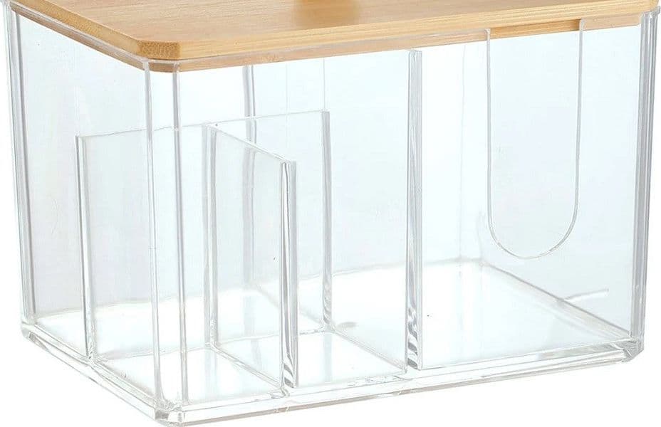 ORGANIZER PER COSMETICI TOELETTA A SCOMPARTI TRASPARENTE CON COPERCHIO IN LEGNO 10825 in Vassoi da toletta Trade Shop italia - Napoli, commercioVirtuoso.it