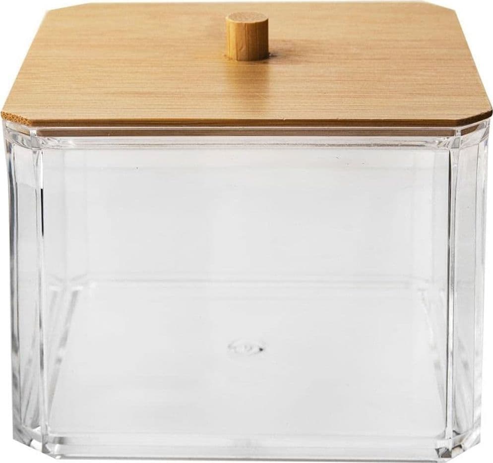 CONTENITORE ORGANIZER COSMETICI TOELETTA QUADRATO TRASPARENTE CON COPERCHIO IN LEGNO 10826 in Scatole Trade Shop italia - Napoli, commercioVirtuoso.it
