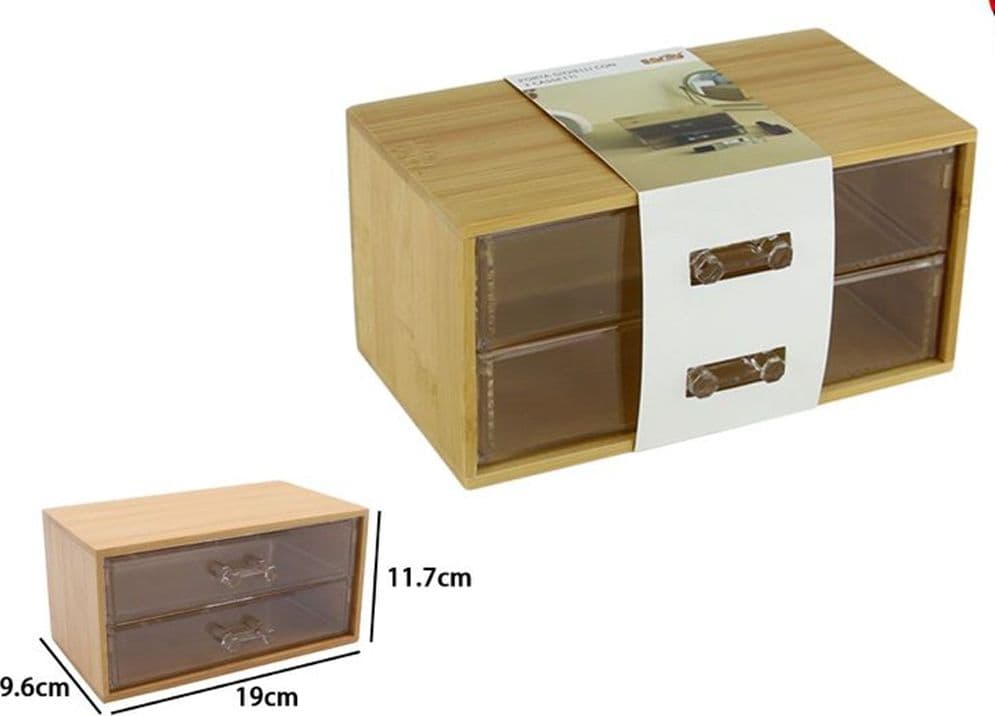 PORTA GIOIELLI COSMETICI CON 2 CASSETTI ORGANIZZATORE CASA IN LEGNO 19X11.7X9.6 CM 10829 in Contenitori per cosmetici Trade Shop italia - Napoli, commercioVirtuoso.it