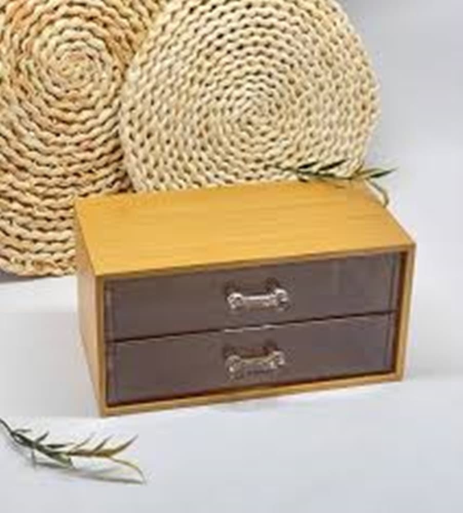 PORTA GIOIELLI COSMETICI CON 2 CASSETTI ORGANIZZATORE CASA IN LEGNO 19X11.7X9.6 CM 10829 in Contenitori per cosmetici Trade Shop italia - Napoli, commercioVirtuoso.it