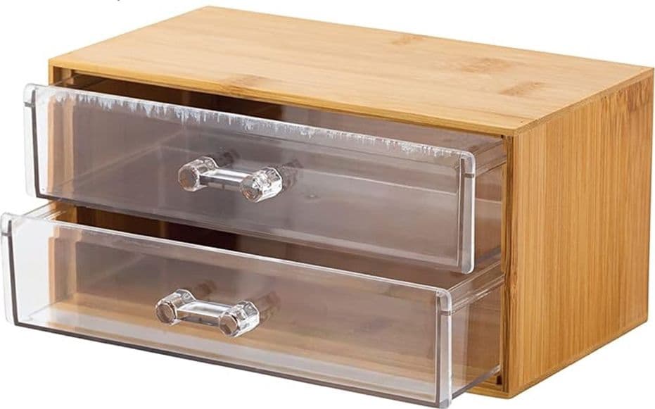 PORTA GIOIELLI COSMETICI CON 2 CASSETTI ORGANIZZATORE CASA IN LEGNO 19X11.7X9.6 CM 10829 in Contenitori per cosmetici Trade Shop italia - Napoli, commercioVirtuoso.it