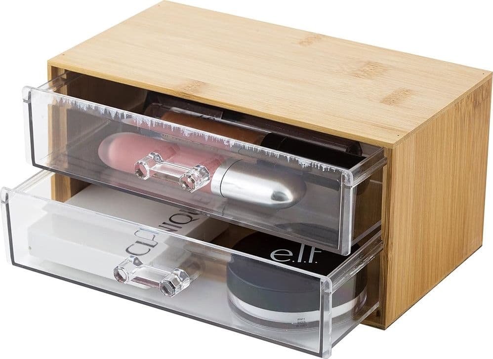 PORTA GIOIELLI COSMETICI CON 2 CASSETTI ORGANIZZATORE CASA IN LEGNO 19X11.7X9.6 CM 10829 in Contenitori per cosmetici Trade Shop italia - Napoli, commercioVirtuoso.it