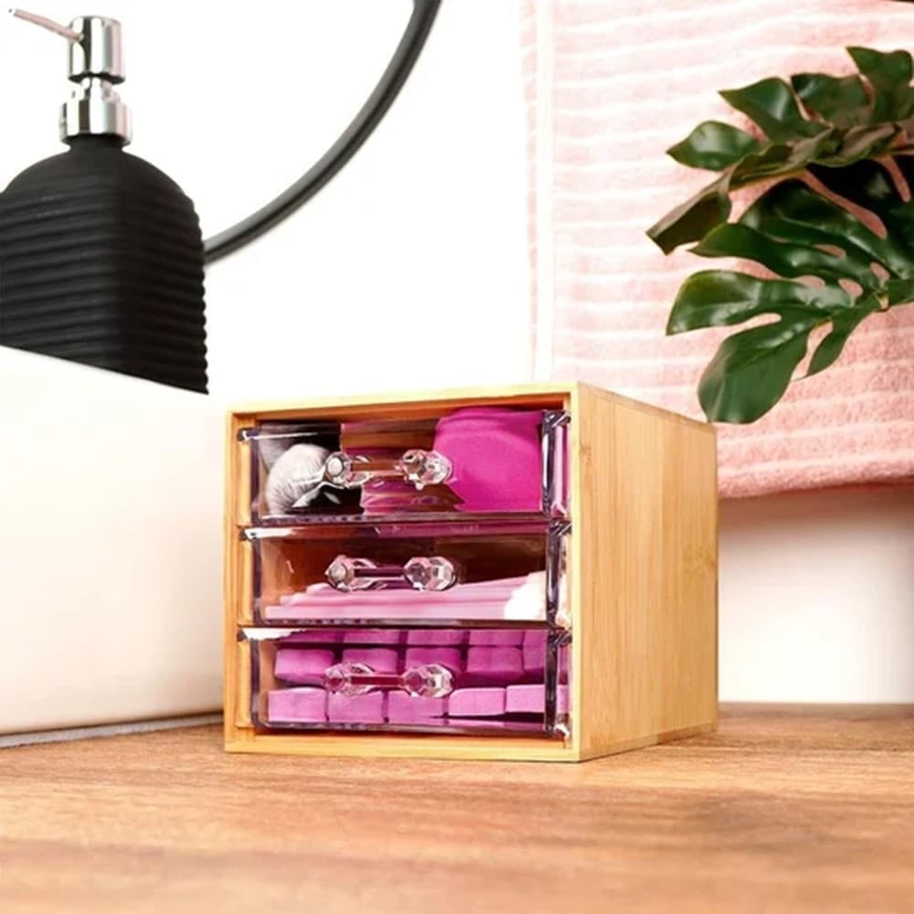 PORTA GIOIELLI COSMETICI CON 3 CASSETTI ORGANIZZATORE CASA IN LEGNO 12.3X15.3X11 CM 10830 in Cassettiere Trade Shop italia - Napoli, commercioVirtuoso.it