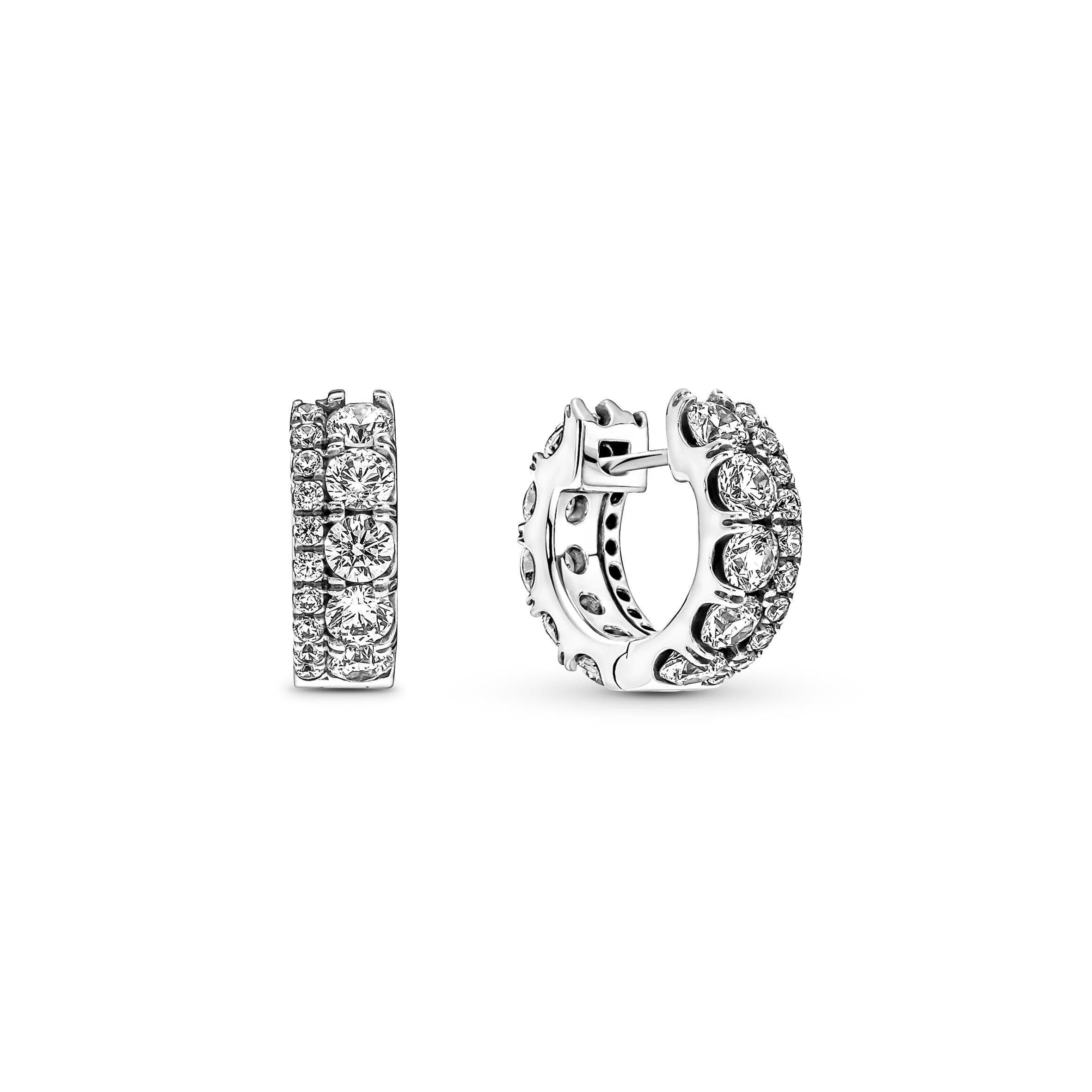PANDORA - Orecchini a cerchio doppia fascia con pavé