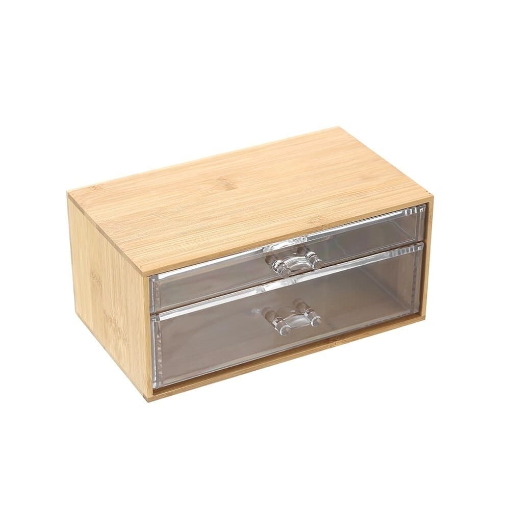 PORTA GIOIELLI COSMETICI CON 2 CASSETTI FORME DIVERSE ORGANIZER LEGNO 24.3X15.3X11CM 10831 in Contenitori per cosmetici Trade Shop italia - Napoli, commercioVirtuoso.it