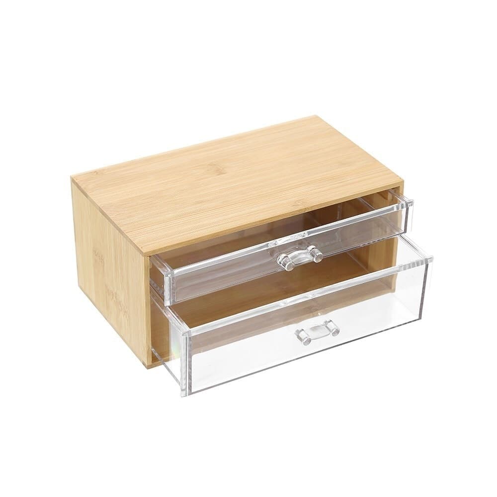 PORTA GIOIELLI COSMETICI CON 2 CASSETTI FORME DIVERSE ORGANIZER LEGNO 24.3X15.3X11CM 10831 in Contenitori per cosmetici Trade Shop italia - Napoli, commercioVirtuoso.it