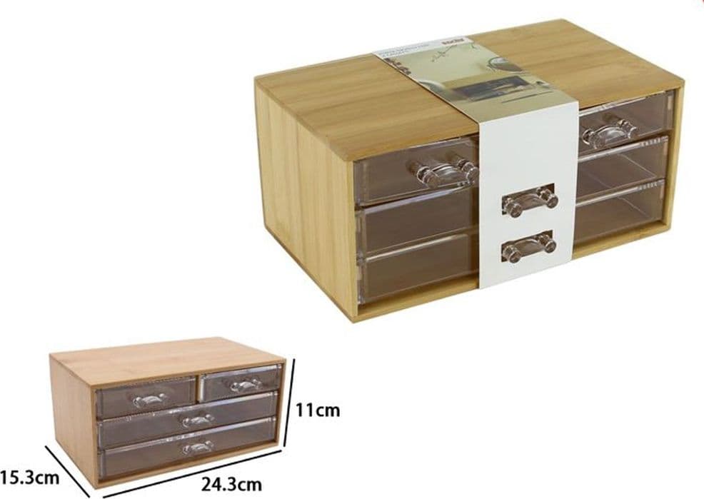 PORTA GIOIELLI COSMETICI CON 4 CASSETTI ORGANIZZATORE CASA IN LEGNO 24.3X15.3X11CM 10832 in Contenitori per cosmetici Trade Shop italia - Napoli, commercioVirtuoso.it