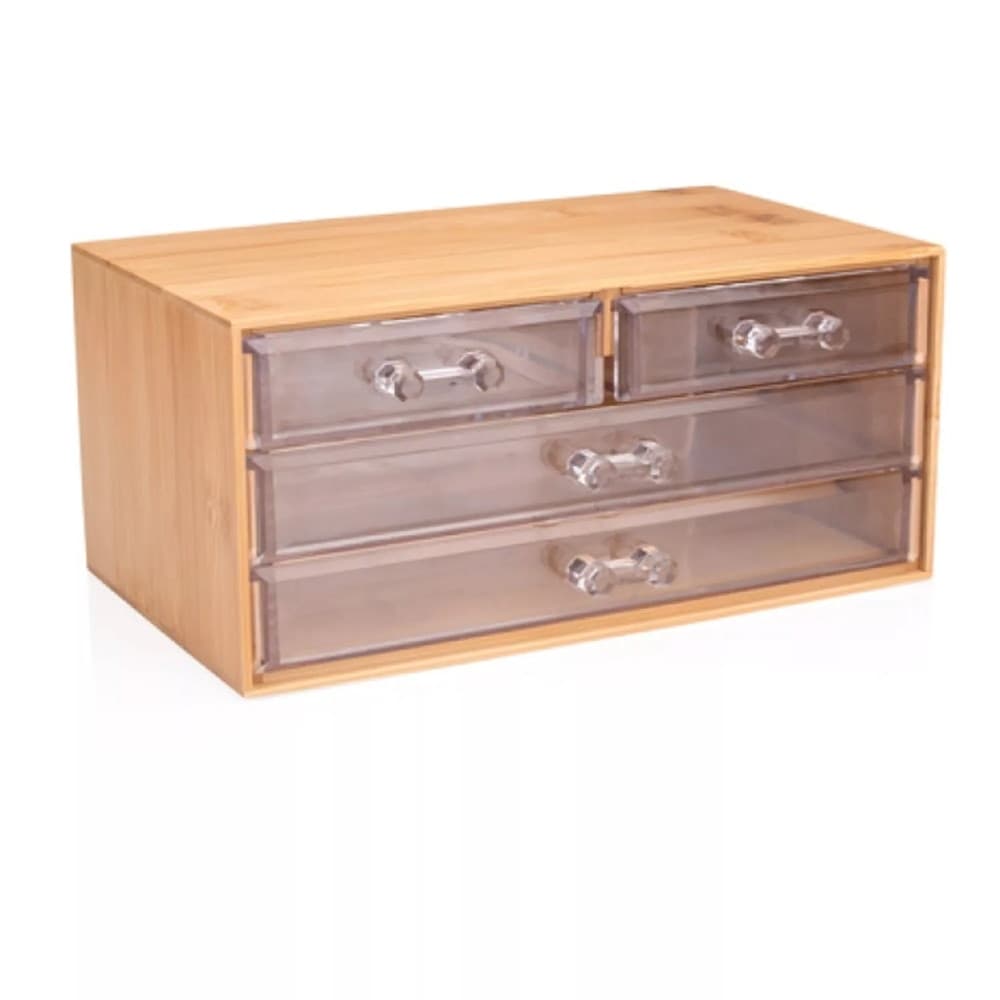 PORTA GIOIELLI COSMETICI CON 4 CASSETTI ORGANIZZATORE CASA IN LEGNO 24.3X15.3X11CM 10832 in Contenitori per cosmetici Trade Shop italia - Napoli, commercioVirtuoso.it