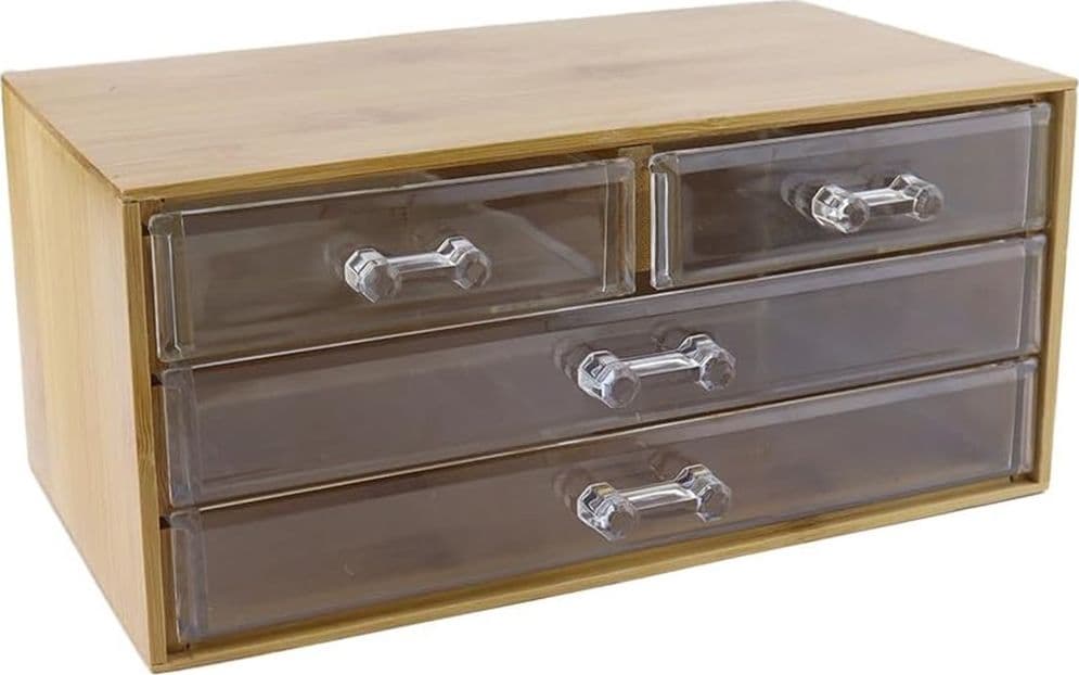 PORTA GIOIELLI COSMETICI CON 4 CASSETTI ORGANIZZATORE CASA IN LEGNO 24.3X15.3X11CM 10832 in Contenitori per cosmetici Trade Shop italia - Napoli, commercioVirtuoso.it