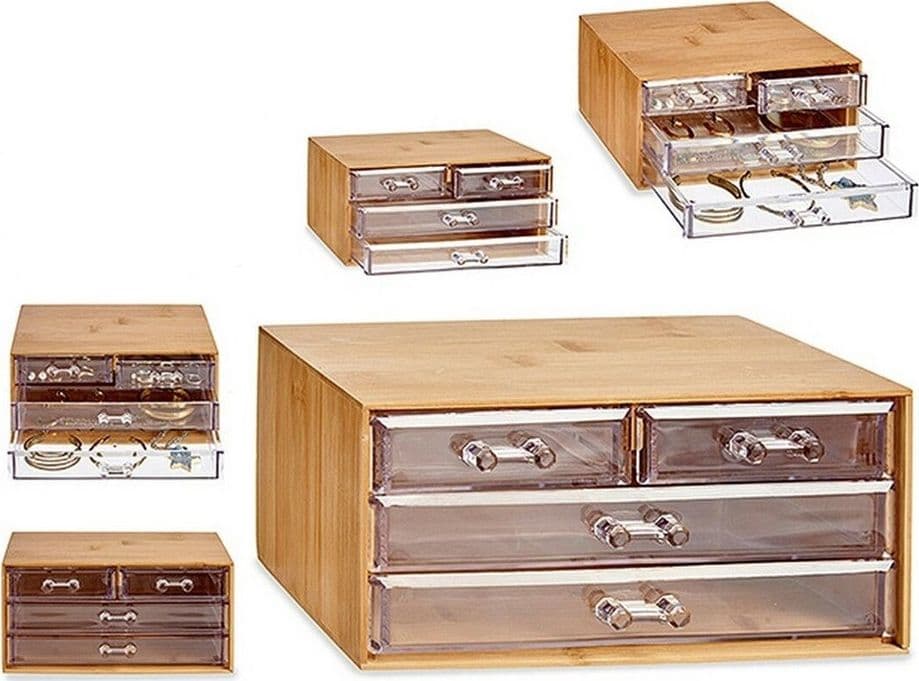 PORTA GIOIELLI COSMETICI CON 4 CASSETTI ORGANIZZATORE CASA IN LEGNO 24.3X15.3X11CM 10832 in Contenitori per cosmetici Trade Shop italia - Napoli, commercioVirtuoso.it