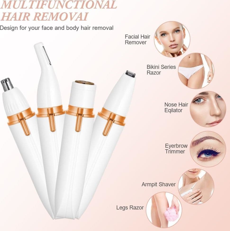 RASOIO ELETTRICO DONNA 4 IN 1 INDOLORE RICARICABILE PORTATILE DEPILATORE PER VISO CORPO in Rasoi femminili Trade Shop italia - Napoli, commercioVirtuoso.it