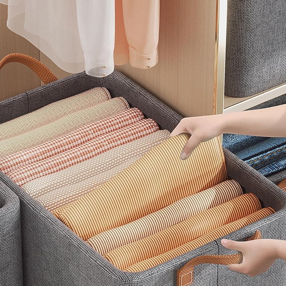 SCATOLA PORTAOGGETTI PIEGHEVOLE ORGANIZER PORTATILE TESSUTO TELAIO IN METALLO 47X28X20CM in prodotto Trade Shop italia - Napoli, commercioVirtuoso.it
