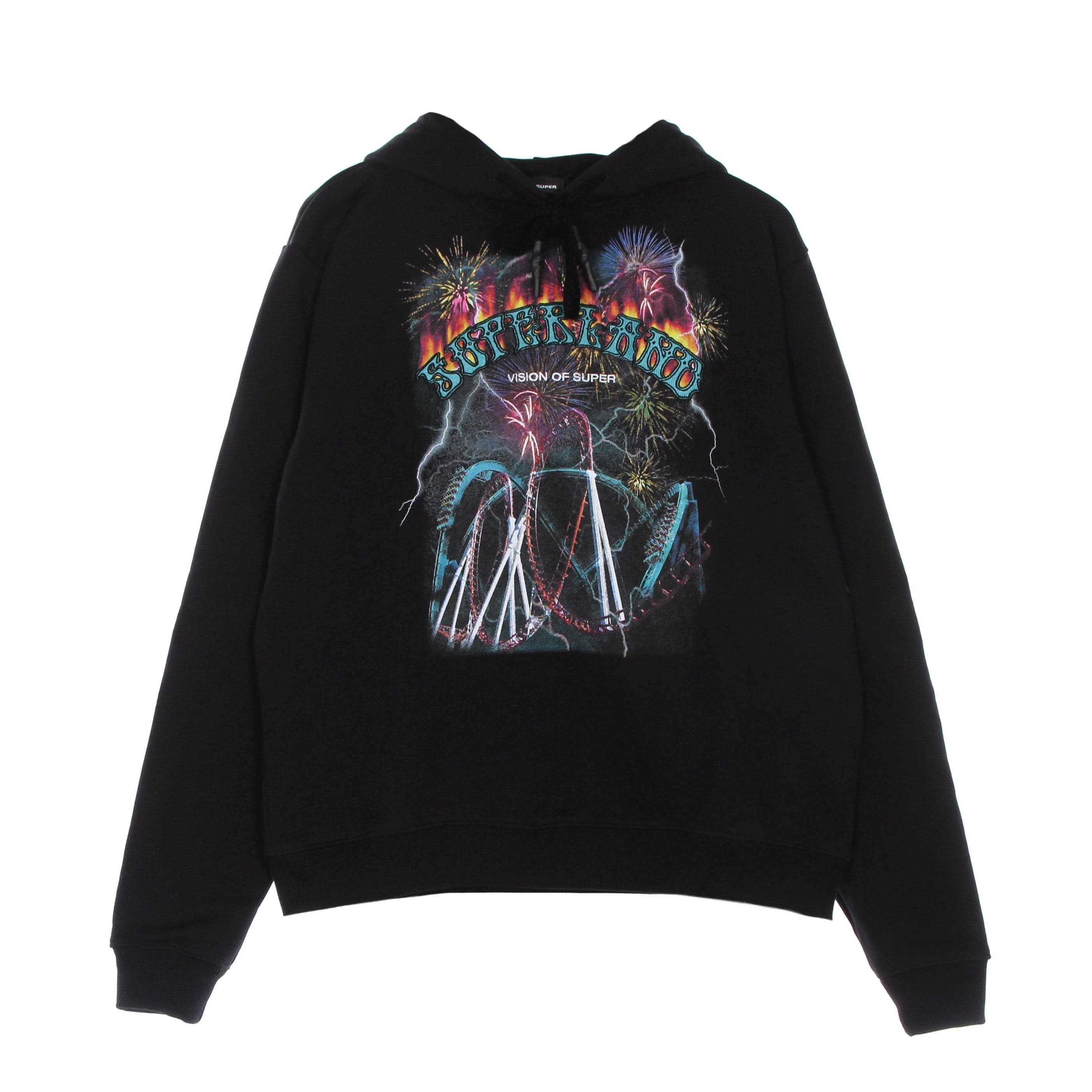 VISION OF SUPER Felpa Leggera Cappuccio Uomo Rides Print Hoodie Black