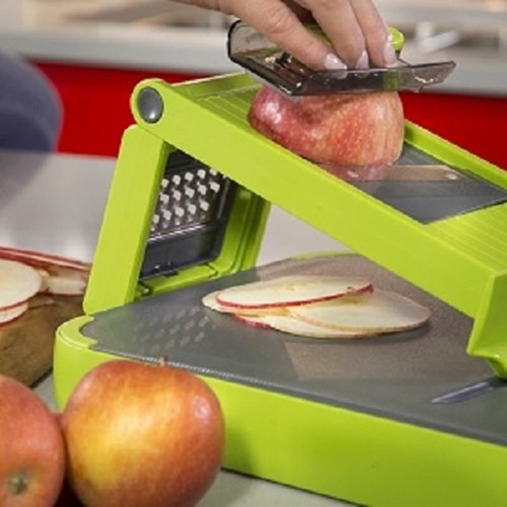 MANDOLINA TAGLIERE 6 IN 1 CON LAME ULTRA RESISTENTI DESIGN COMPATTO VERDE GRIGIO CUCINA in Taglieri grandi Trade Shop italia - Napoli, commercioVirtuoso.it