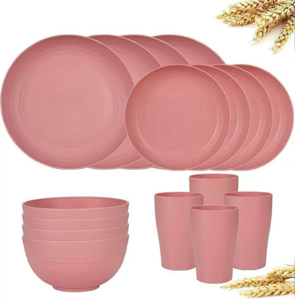 SET DA 16PZ STOVIGLIE IN PAGLIA DI GRANO CIOTOLE PIATTI INFRANGIBILI POSATE RIUTILIZZABILI in Piatti Trade Shop italia - Napoli, commercioVirtuoso.it