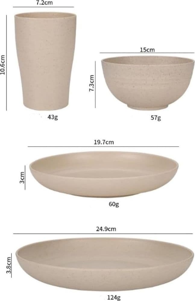 SET DA 16PZ STOVIGLIE IN PAGLIA DI GRANO CIOTOLE PIATTI INFRANGIBILI POSATE RIUTILIZZABILI in Piatti Trade Shop italia - Napoli, commercioVirtuoso.it