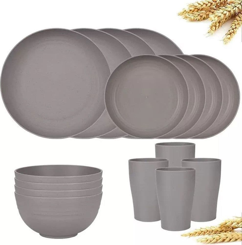 SET DA 16PZ STOVIGLIE IN PAGLIA DI GRANO CIOTOLE PIATTI INFRANGIBILI POSATE RIUTILIZZABILI in Piatti Trade Shop italia - Napoli, commercioVirtuoso.it