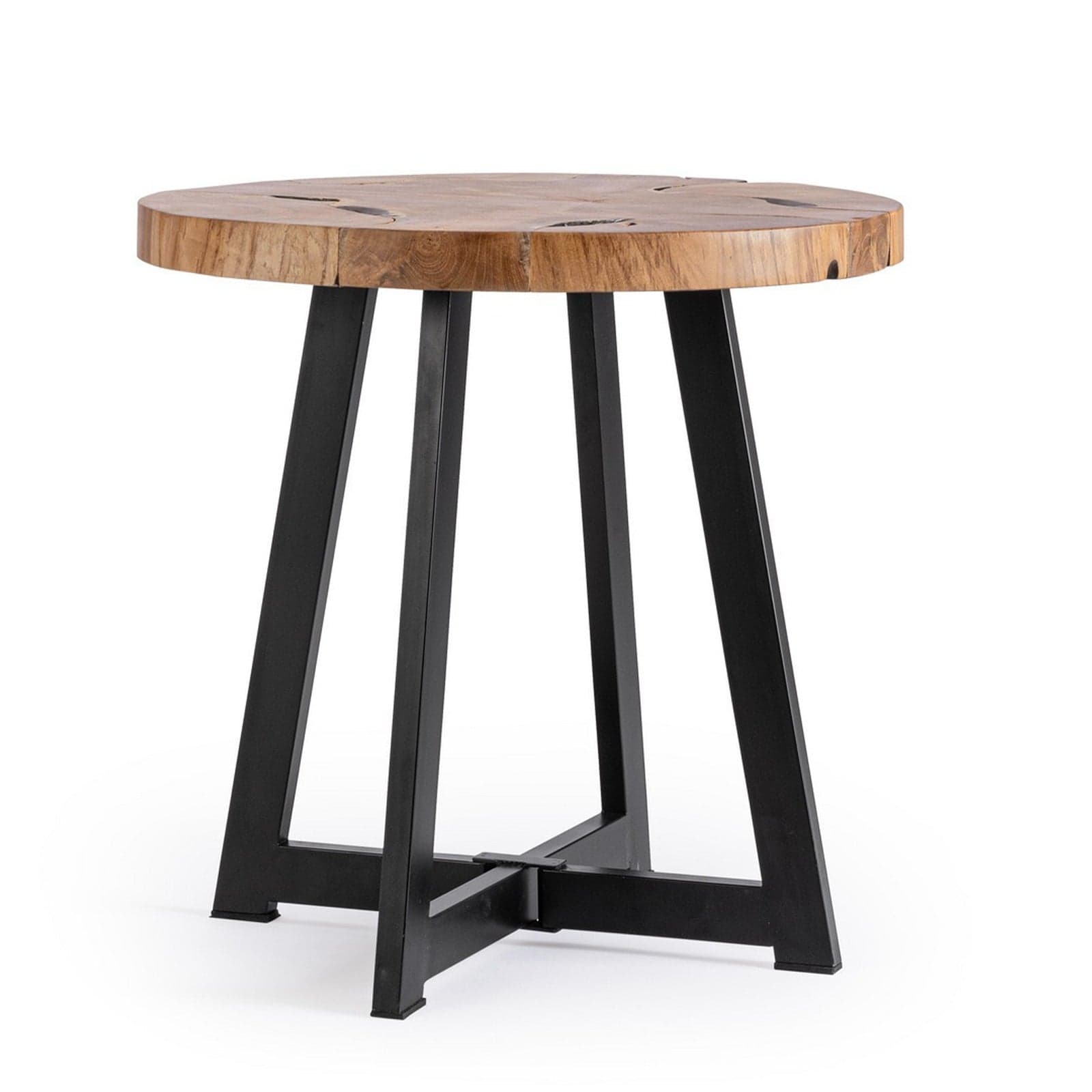 Tavolino "Elwood" gambe in acciaio e piano in radici di teak per arredamento - 7