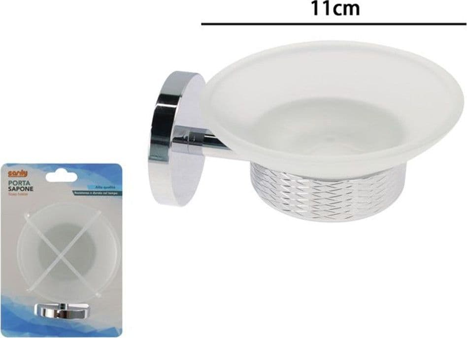 PORTA SAPONE IN ACCIAIO LUCIDO CON PIATTINO VETRO SATINATO ACCESSORI DA BAGNO 87916 in Portasapone Trade Shop italia - Napoli, commercioVirtuoso.it