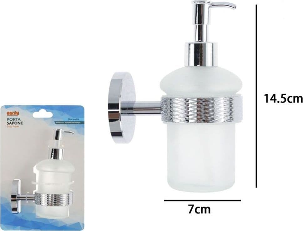 DISPENSER PORTA SAPONE PER SAPONE LIQUIDO IN ACCIAIO VETRO ACCESSORIO ARREDO BAGNO 87918 in Dosatori per sapone liquido Trade Shop italia - Napoli, commercioVirtuoso.it