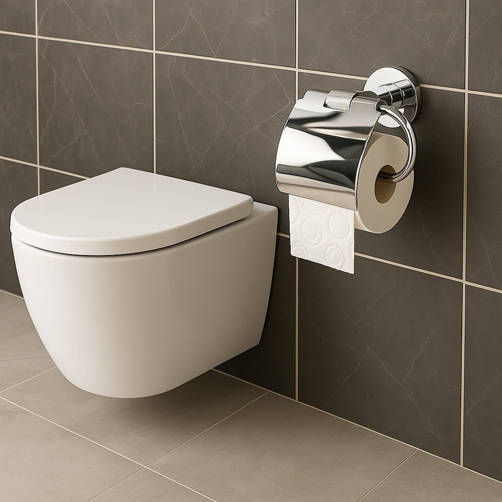 PORTA ROTOLO PER CARTA IGIENICA IN ACCIAIO ACCESSORIO PER ARREDO DA BAGNO 87920 in Porta carta igienica Trade Shop italia - Napoli, commercioVirtuoso.it