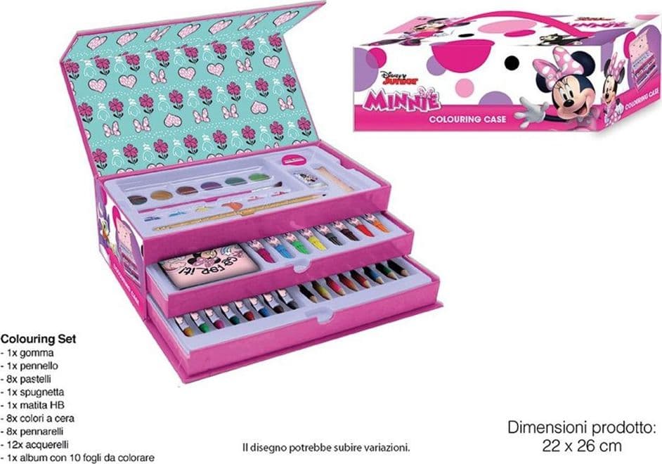 SET DA COLORARE VALIGETTA CON COLORI BAMBINE MINNIE CASSETTI KIT DISEGNO PITTURA 951724 in Kit di pittura Trade Shop italia - Napoli, commercioVirtuoso.it