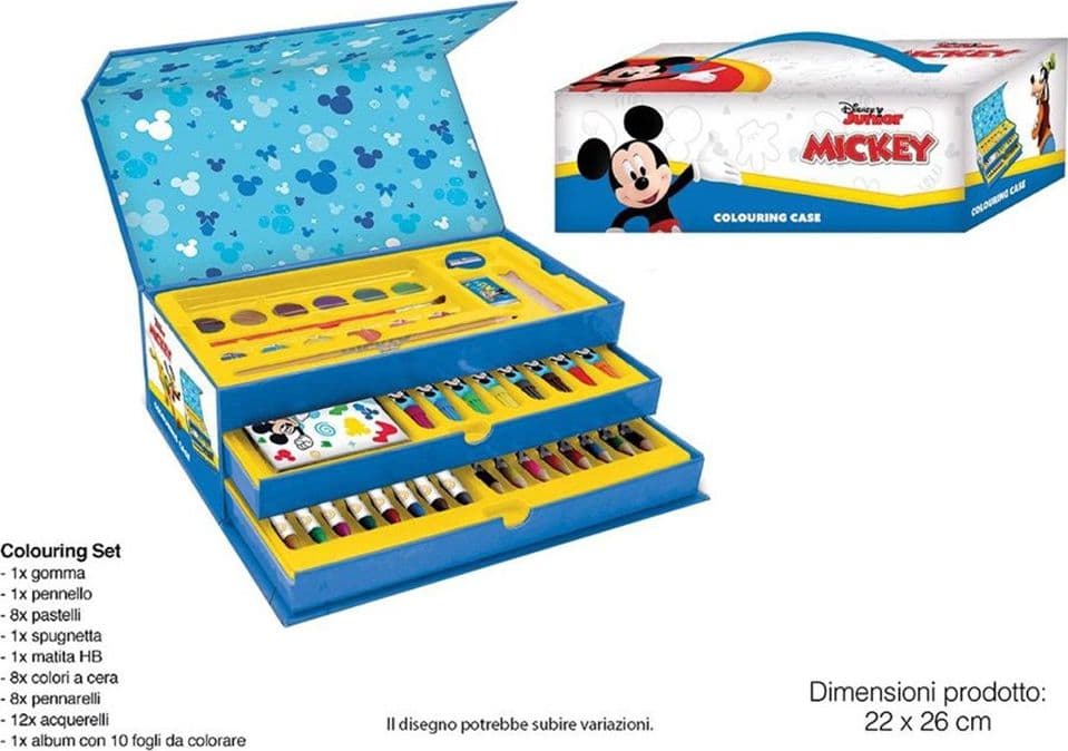 SET DA COLORARE VALIGETTA CON COLORI BAMBINI TOPOLINO CASSETTI KIT DISEGNO PITTURA 951731 in Pennarelli per bambini Trade Shop italia - Napoli, commercioVirtuoso.it