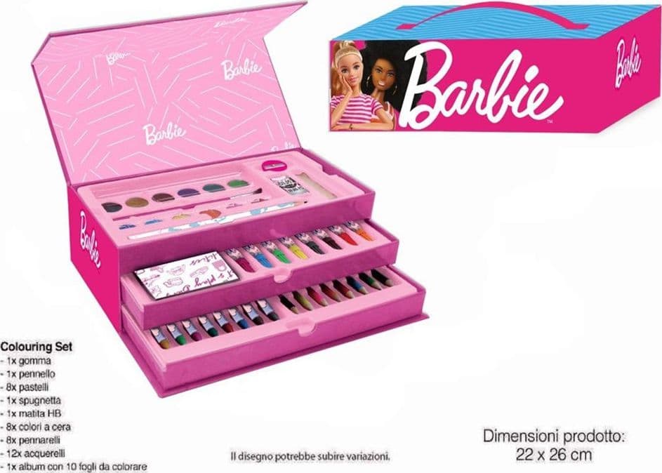 SET DA COLORARE VALIGETTA CON COLORI BAMBINE BARBIE CASSETTI KIT DISEGNO PITTURA 605641A in Set di pittura Trade Shop italia - Napoli, commercioVirtuoso.it