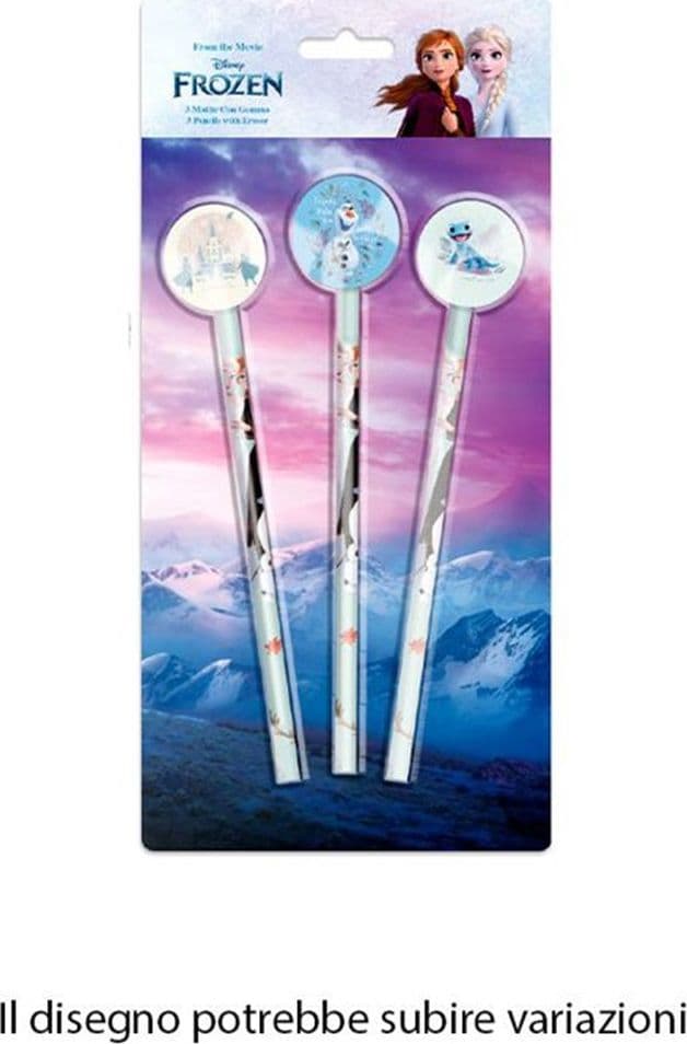SET 3 PZ MATITE CON GOMMA TEMA FROZEN ACCESSORI PER DISEGNO SCUOLA BAMBINE 955500 in Matite colorate Trade Shop italia - Napoli, commercioVirtuoso.it