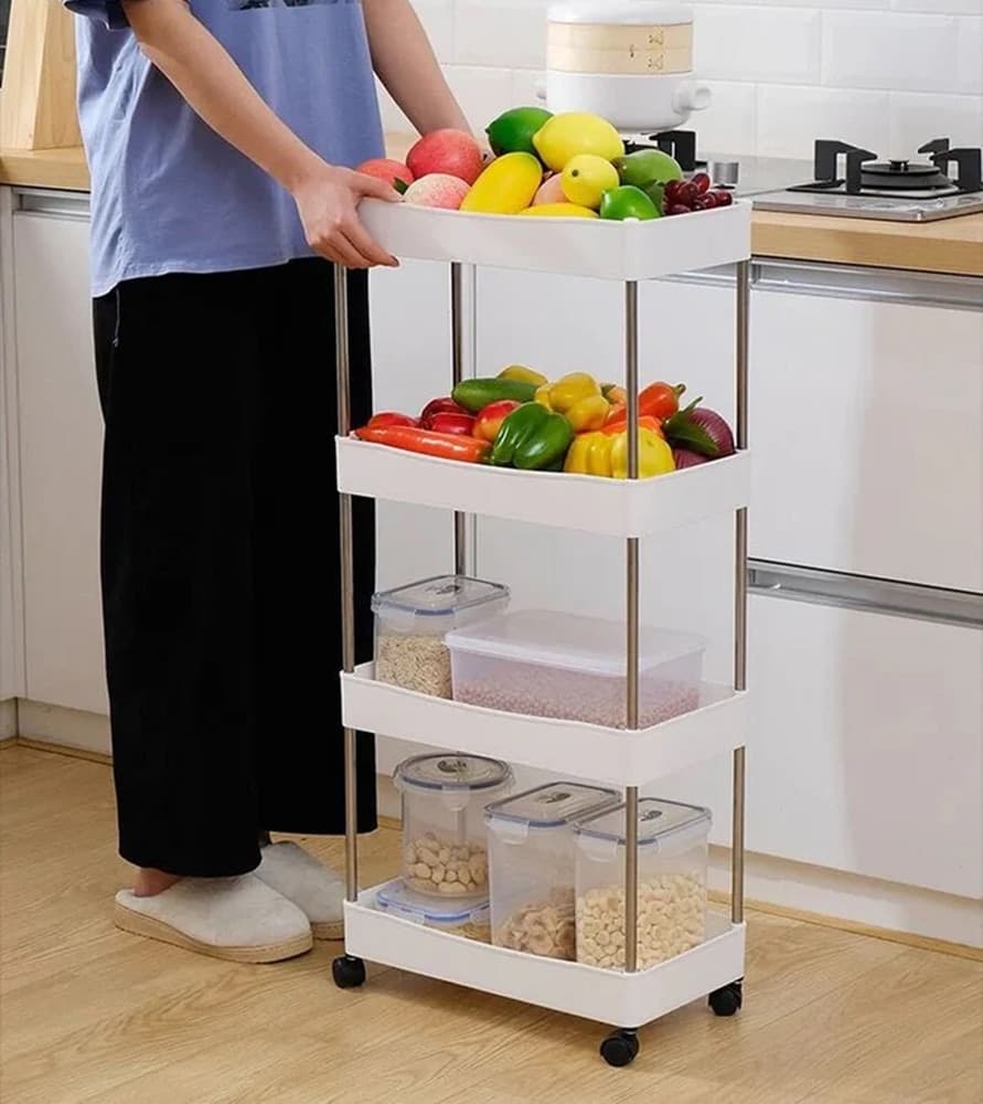 CARRELLO PORTAOGGETTI A 4 LIVELLI CON RUOTE DA CUCINA RIPIANO SALVASPAZIO BAGNO UFFICIO in Carrelli porta oggetti Trade Shop italia - Napoli, commercioVirtuoso.it