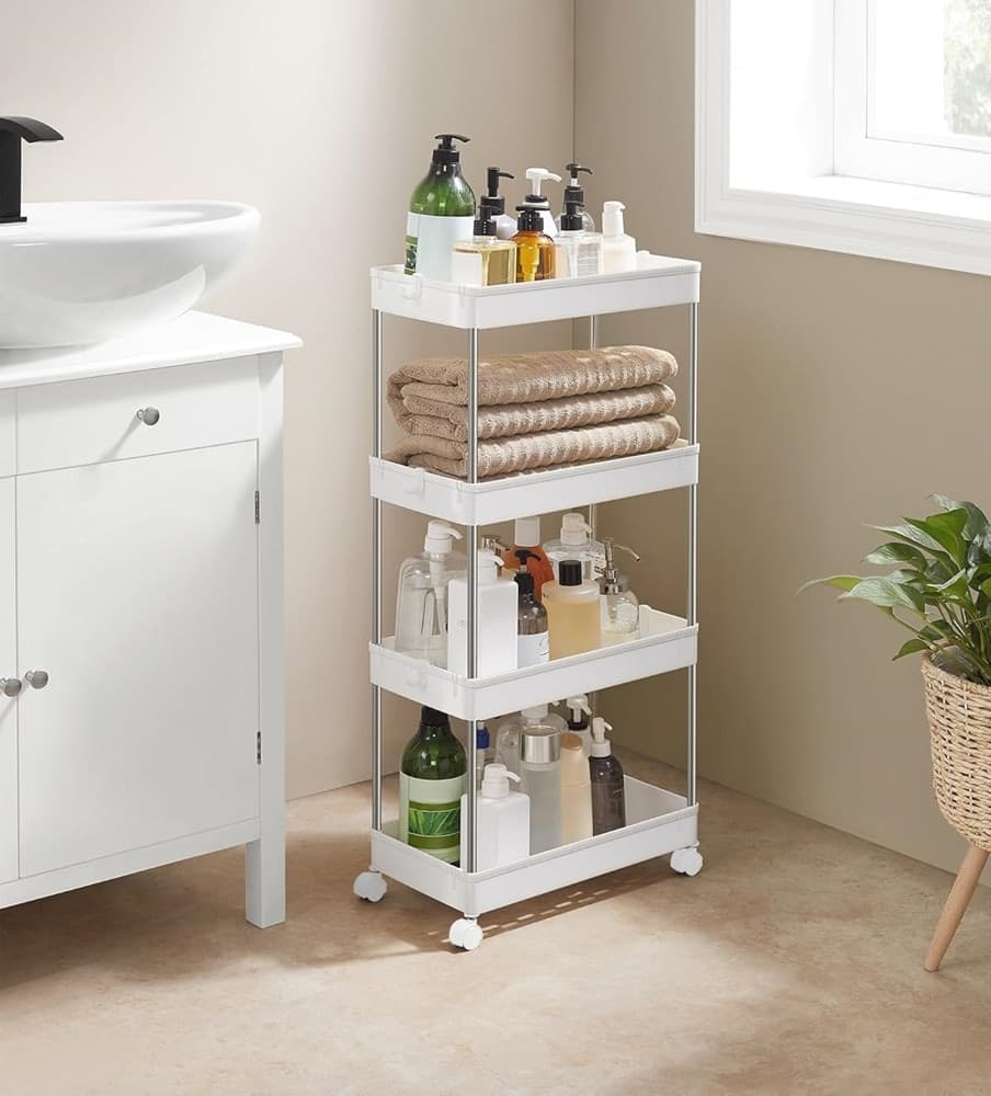 CARRELLO PORTAOGGETTI A 4 LIVELLI CON RUOTE DA CUCINA RIPIANO SALVASPAZIO BAGNO UFFICIO in Carrelli porta oggetti Trade Shop italia - Napoli, commercioVirtuoso.it