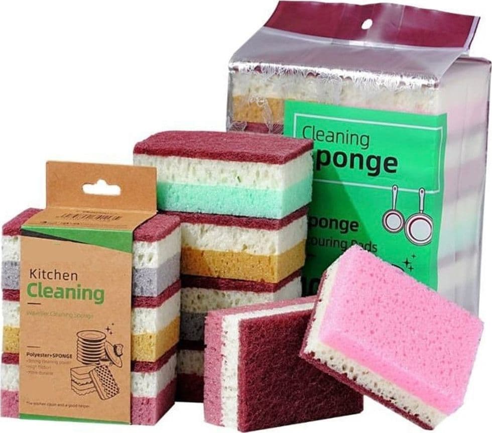 SET 5PZ SPUGNA DOUBLE FACE ABRASIVA MAGICA PER LAVARE PIATTI PADELLE PULIZIA CUCINA BAGNO in Panni Trade Shop italia - Napoli, commercioVirtuoso.it
