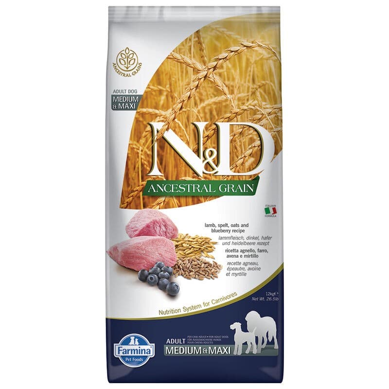 Farmina N&D Ancestral Grain mangime secco Adult Medium Maxi agnello e mirtillo in Secco 101 Market - Poggibonsi, commercioVirtuoso.it
